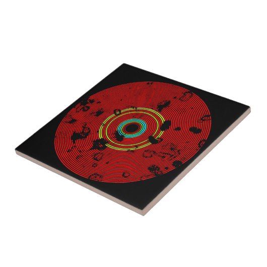 Red Multicolor Vinyl Disk Textur Muster Fliese (Seite)