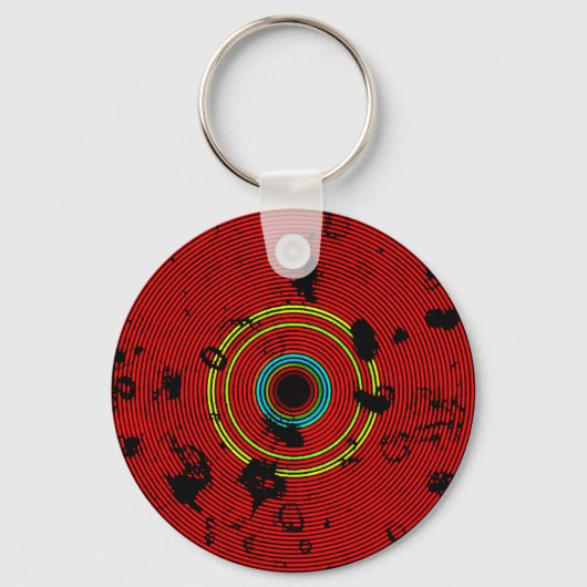 RED Multicolor Vinyl Disk Texture Muster Schlüsselanhänger (Vorderseite)