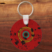 RED Multicolor Vinyl Disk Texture Muster Schlüsselanhänger (Vorderseite)