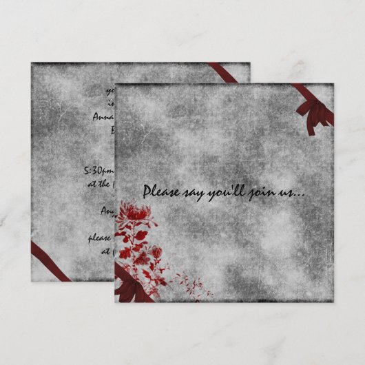 Red Mums Gothic Grunge Einladung (Vorne/Hinten)