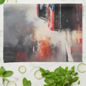 Red Muscle Car Kopf auf Geschirrtuch (Gefaltet)