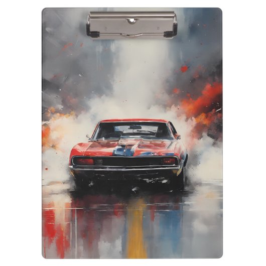 Red Muscle Car Kopf auf Klemmbrett (Vorderseite)