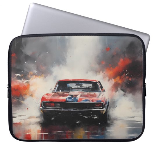 Red Muscle Car Kopf auf Laptopschutzhülle (Vorderseite)