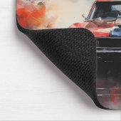 Red Muscle Car Kopf auf Mousepad (Ecke)