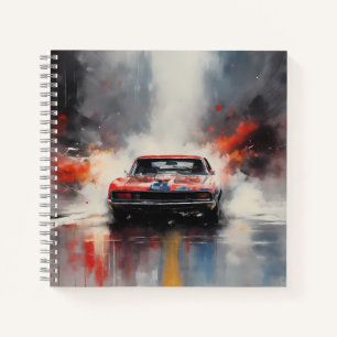 Red Muscle Car Kopf auf Notizblock