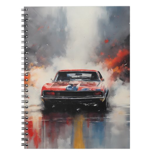 Red Muscle Car Kopf auf Notizblock (Vorderseite)