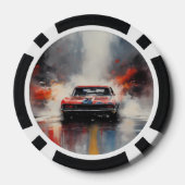 Red Muscle Car Kopf auf Pokerchips (Rückseite)