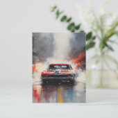 Red Muscle Car Kopf auf Postkarte (Stehend Vorderseite)