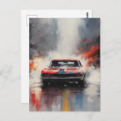 Red Muscle Car Kopf auf Postkarte (Vorne/Hinten)