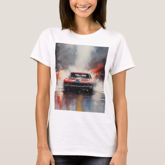 Red Muscle Car Kopf auf T-Shirt (Vorderseite)