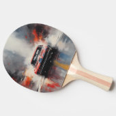 Red Muscle Car Kopf auf Tischtennis Schläger (Seitenansicht)