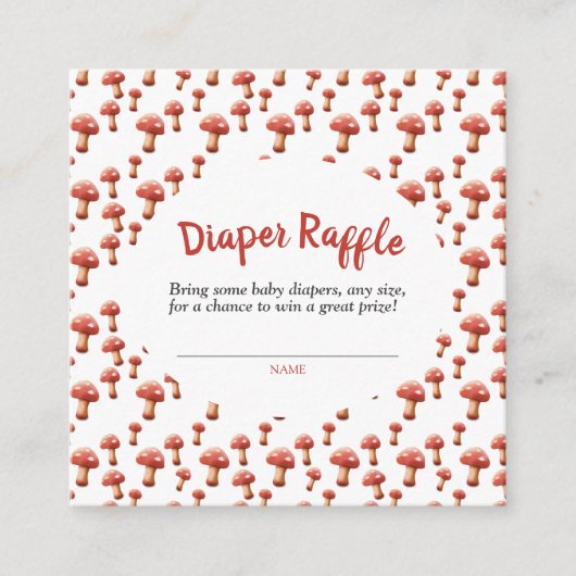 Red Mushroom Baby Dusche Windeln Raffel Begleitkarte (Vorderseite)