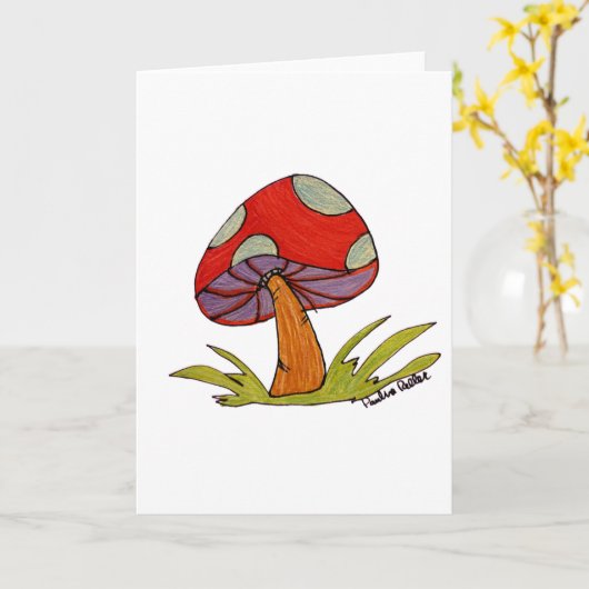 Red Mushroom Blank Card Karte (Gelbe Blume)
