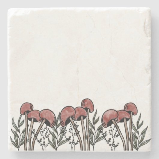 Red Mushroom Caps Steinuntersetzer (Vorderseite)