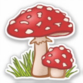 Red Mushroom Cartoon Aufkleber (Vorderseite)