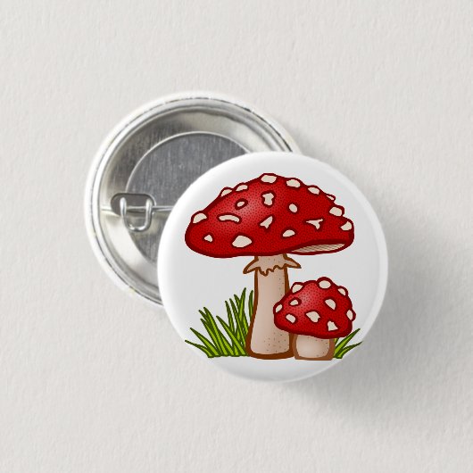 Red Mushroom Cartoon Button (Vorne & Hinten)