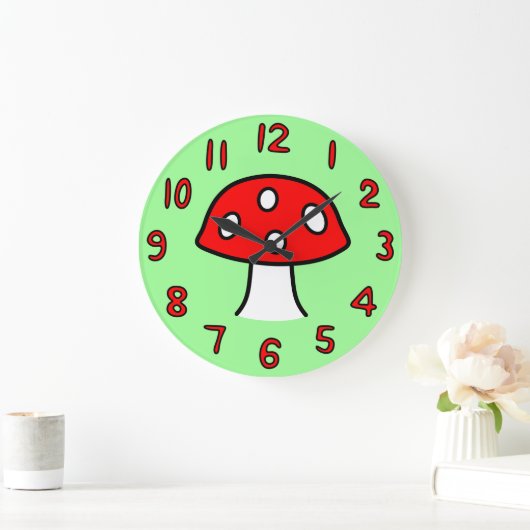 Red Mushroom Clock Große Wanduhr (Zuhause)