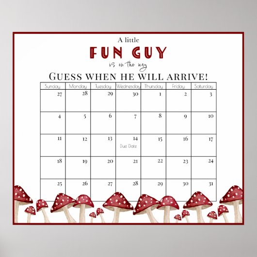 Red Mushroom Fun Typ Kinderdusche Terminkalender Poster (Vorne)