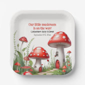 Red Mushroom Fungi Woodland Babydusche Pappteller (Vorderseite)