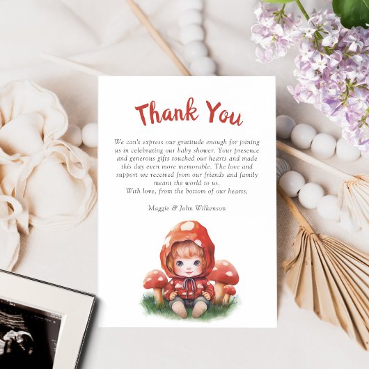 Red Mushroom Girl Baby Dusche Danke