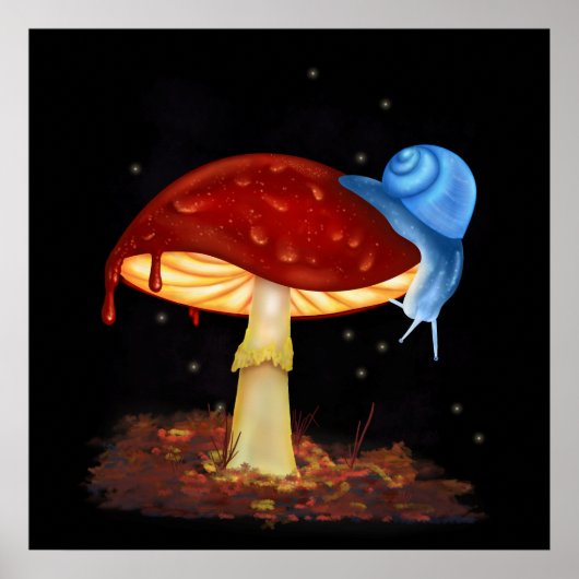 Red Mushroom Illustration Poster (Vorne)