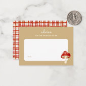 Red Mushroom Picnic Baby Dusche Kinderbetreuung Mitteilungskarte (Vorderseite/Rückseite Beispiel)