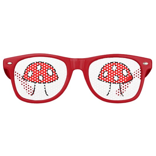 Red Mushroom Retro Party Shades Sonnenbrille (Vorderseite)