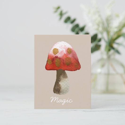 Red Mushroom Toadstool Magie Postkarte (Stehend Vorderseite)