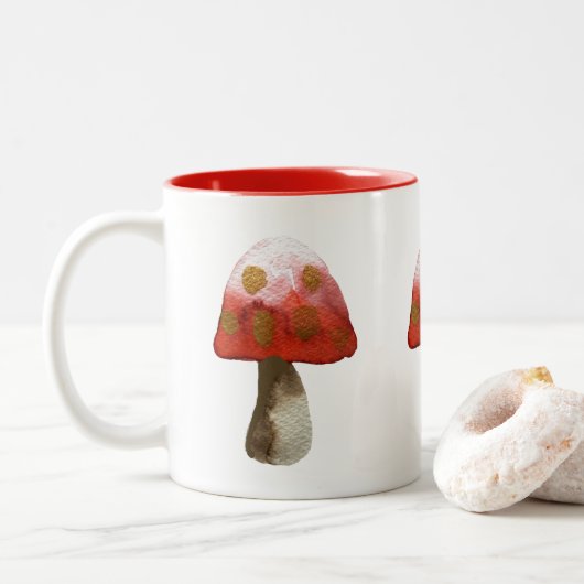 Red Mushroom Toadstool Magie Zweifarbige Tasse (Mit Donut)