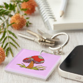 Red Mushroom with purple background Schlüsselanhänger (Vorderseite rechts)