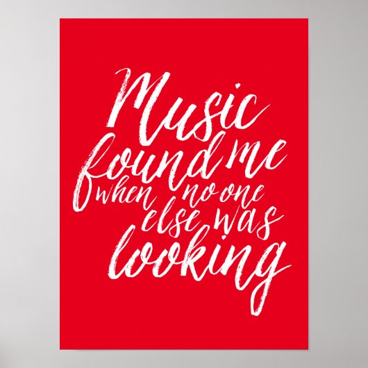 Red Music Quote Hand Briefe kalligraphisches Poste Poster (Vorne)