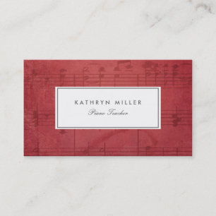 Red Musiknotens Business Cards Visitenkarte