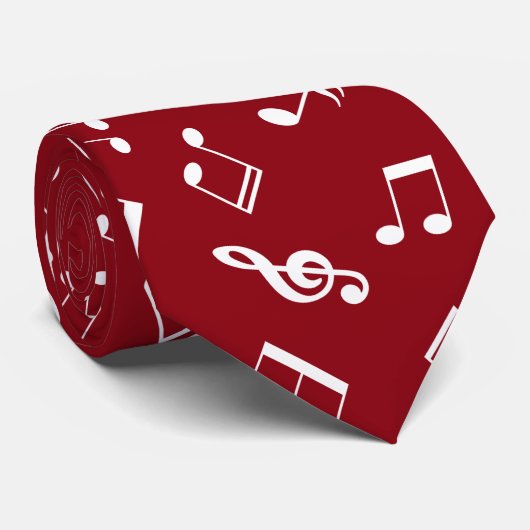 Red Musiknotens Pattern Krawatte (Gerollt)