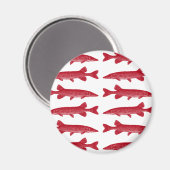 Red Muskie Fish Magnet (Vorderseite/Rückseite)