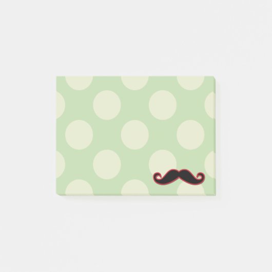 Red Mustache, Curl Mustache, Stache, Polka Dots Post-it Klebezettel (Vorderseite)