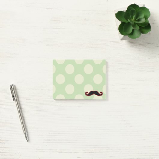 Red Mustache, Curl Mustache, Stache, Polka Dots Post-it Klebezettel (Büro)