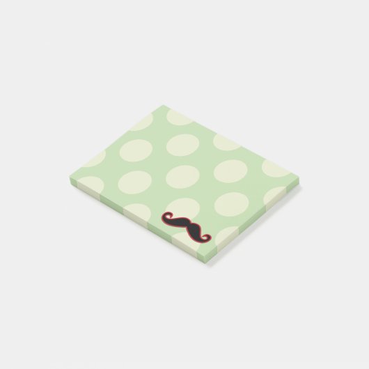 Red Mustache, Curl Mustache, Stache, Polka Dots Post-it Klebezettel (angewinkelt)