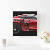 Red Mustang Coyote Clock Quadratische Wanduhr (Zuhause)