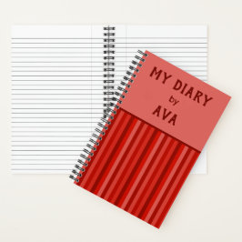 Red My Diary by Me Striping Journal Notizblock