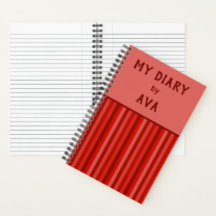 Red My Diary by Me Striping Journal Notizblock