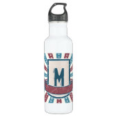 Red n Blue Grunge Monogram Edelstahlflasche (Vorderseite)