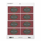 Red n Brown Damask Hochzeitslabel (Vorne)
