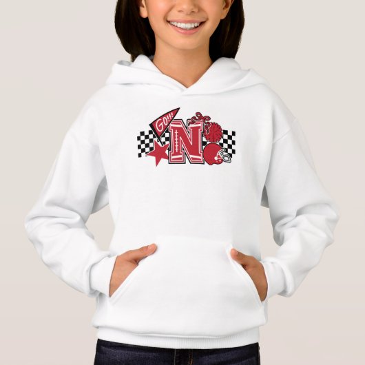 Red N Girly Football Fan Hoodie (Vorderseite)