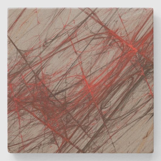 Red n Gray Grunge Fraktal Square Stone Untersetzer (Vorderseite)