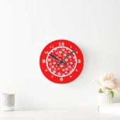 Red n White Flowers Runde Wanduhr (Zuhause)