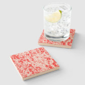 Red n White Marble Gepunktet Square Stone Unterset Steinuntersetzer (Seitenansicht)