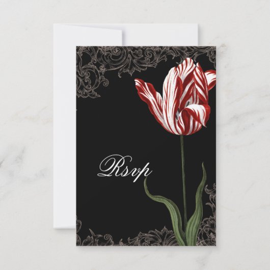 Red n White Striped Tulip - Einladung zur Hochzeit (Rückseite)