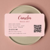 Red Nail Artist Salon Qr Code Rosa Visitenkarte