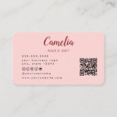 Red Nail Artist Salon Qr Code Rosa Visitenkarte (Rückseite)