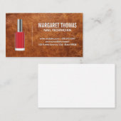 Red Nail Polnisch | Hintergrund der braunen Ledert Visitenkarte (Vorne/Hinten)